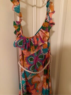 Zimmermann Turquoise Pink Orange Floral Halter Maxi Dress